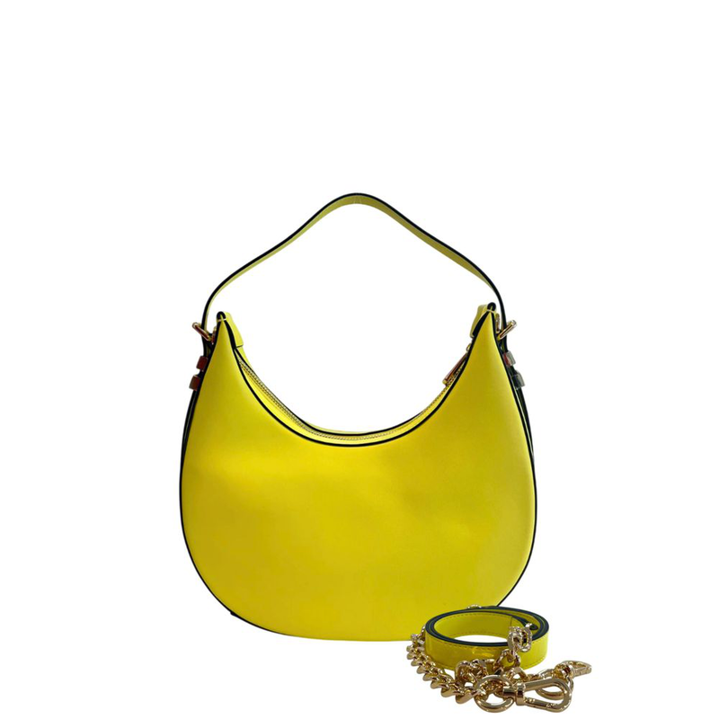 Yellow pu women shoulder bag-null