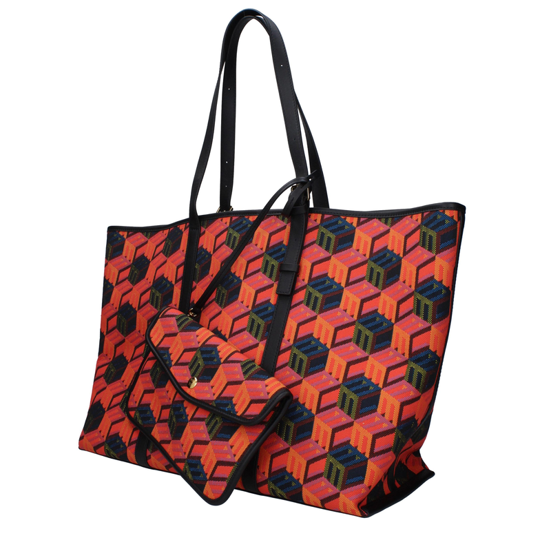 Multicolor fabric shoulder bag-null