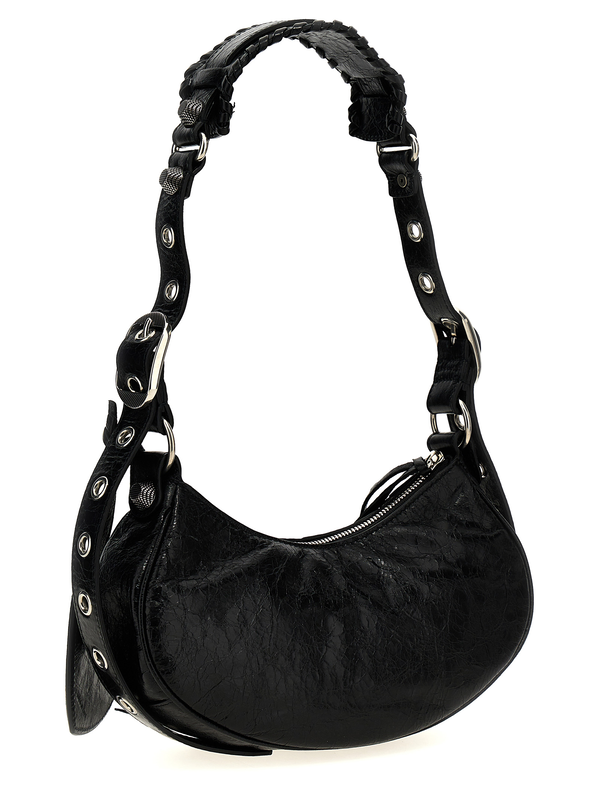 Black lamb leather crossbody bag-null