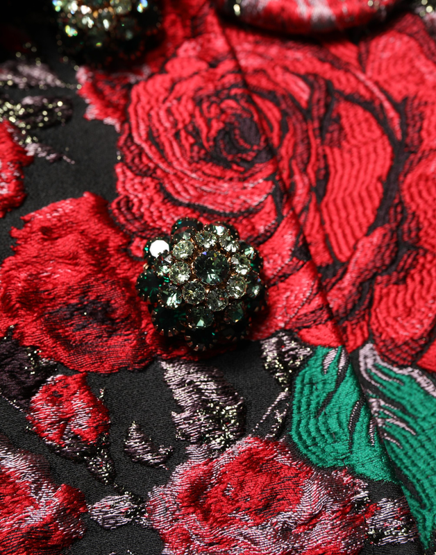 Multicolor floral brocade buttonblazer jacket-null