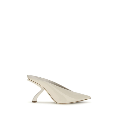 Beige calf leather bos taurus mules, Beige, medium