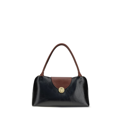 Black calf leather bos taurus shoulder bag, Black, medium