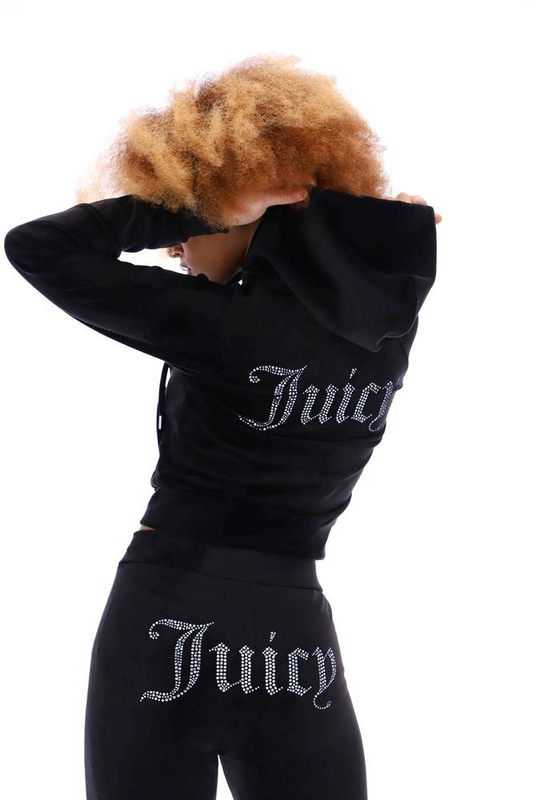 Juicy Couture madison diamante velour zip-through hoodie-null
