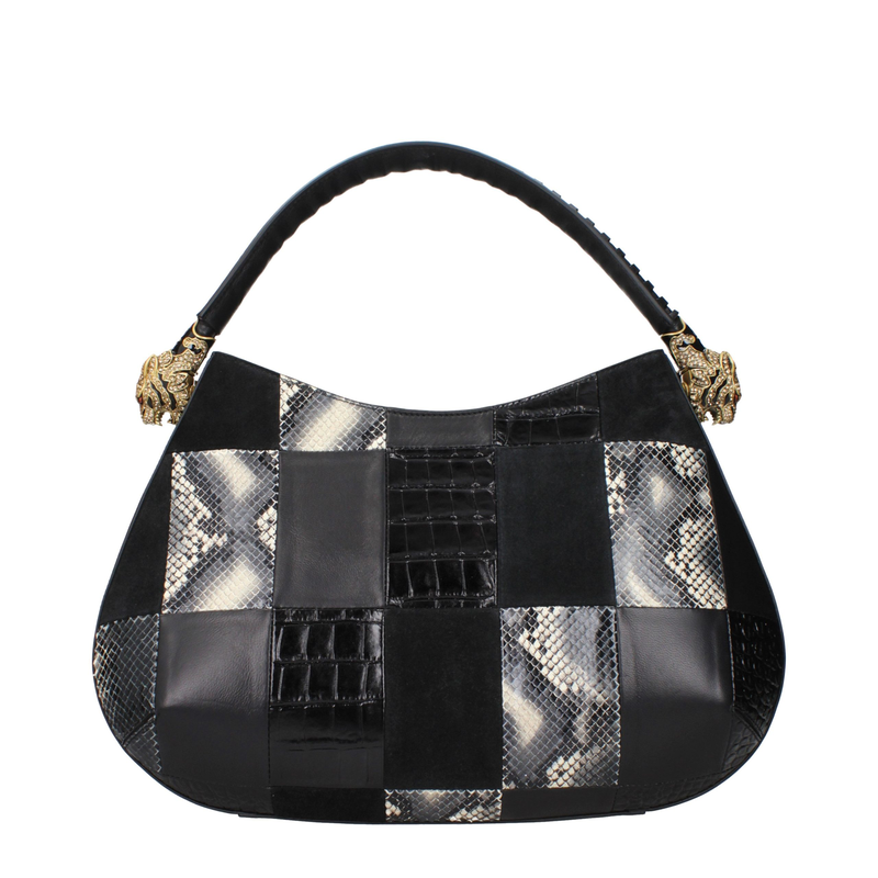 Black leather handbag-null