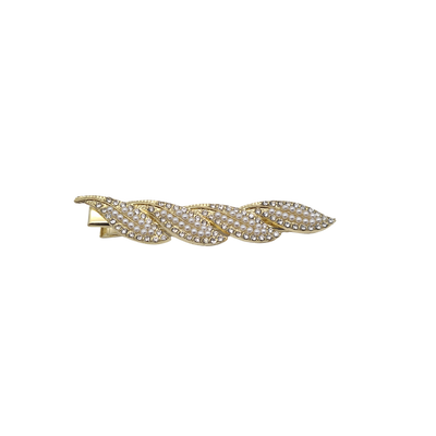 Women hair accessories clip with purls, Silver, medium