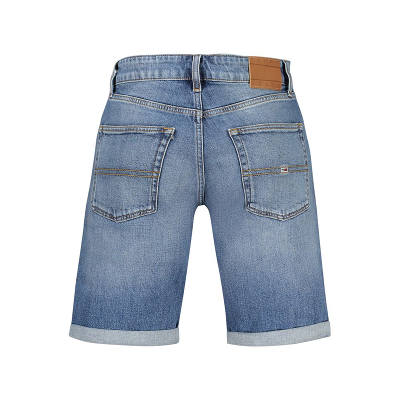 Blu cotton men's short jeans-null