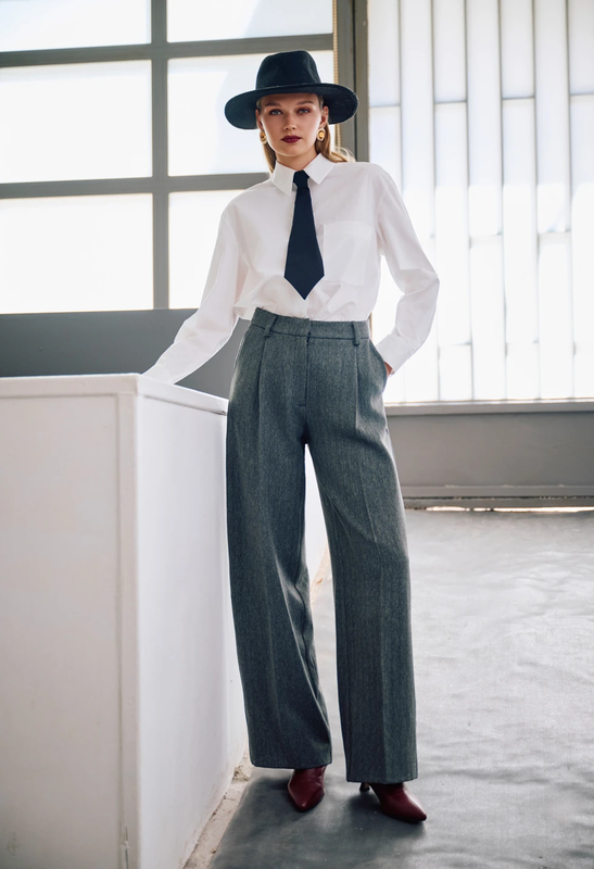 High-waisted staight-leg pants by desiree - grey-null