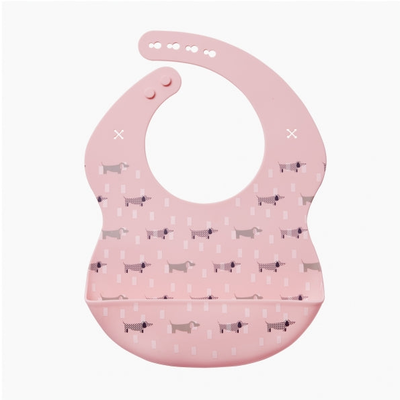 Baby silicone feeding bib - puppy