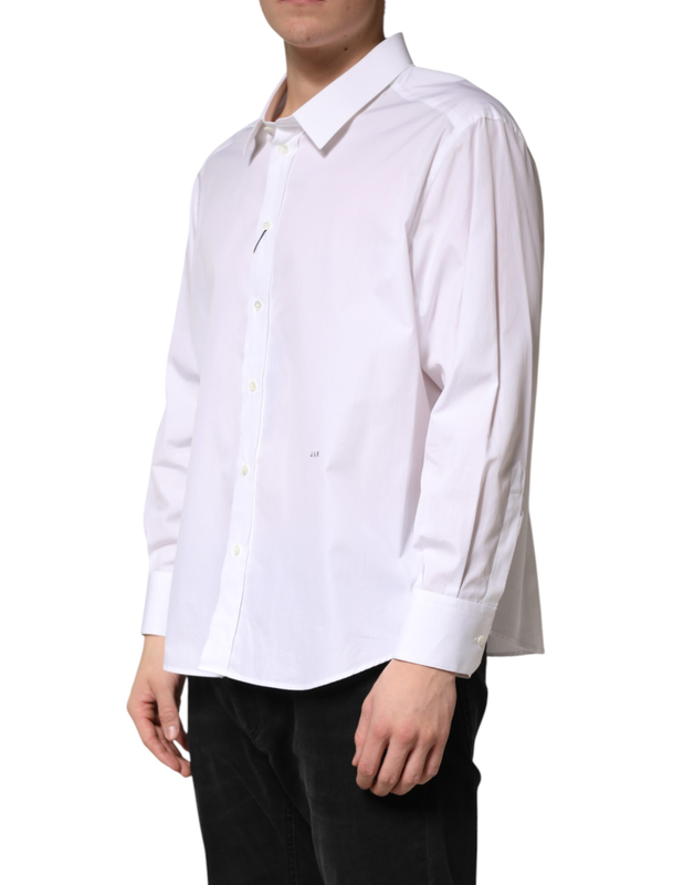 White sartoria cotton collared dress shirt-null