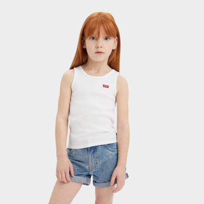 Girls meet and greet ribbed tank, White, medium