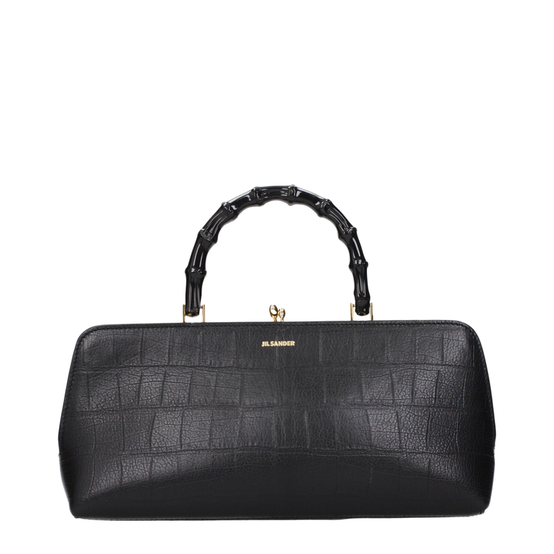 Black leather handbag-null