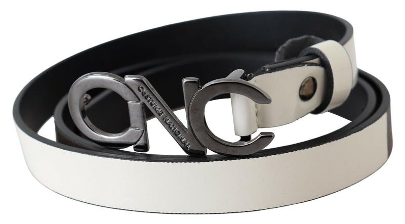 Belt mettalic gray leather logo belt-null