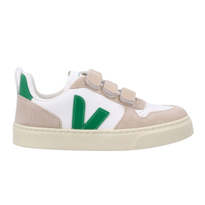 Veja v-10 chrome-free leather pre-school, White / Green, medium