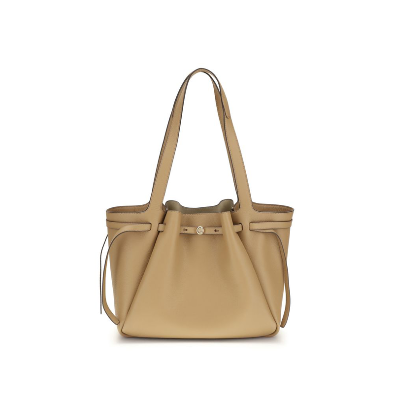 Beige leather shoulder bag-null