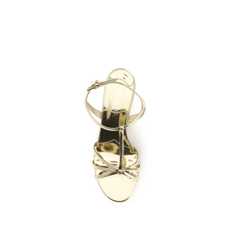 Gold calf leather bos taurus wedge sandals-null