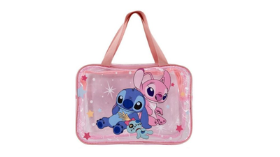 Stitch & angel transparent tote bag – pink love story edition, , medium