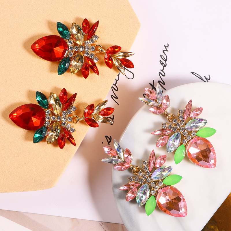 Crystal statement earrings red image number null