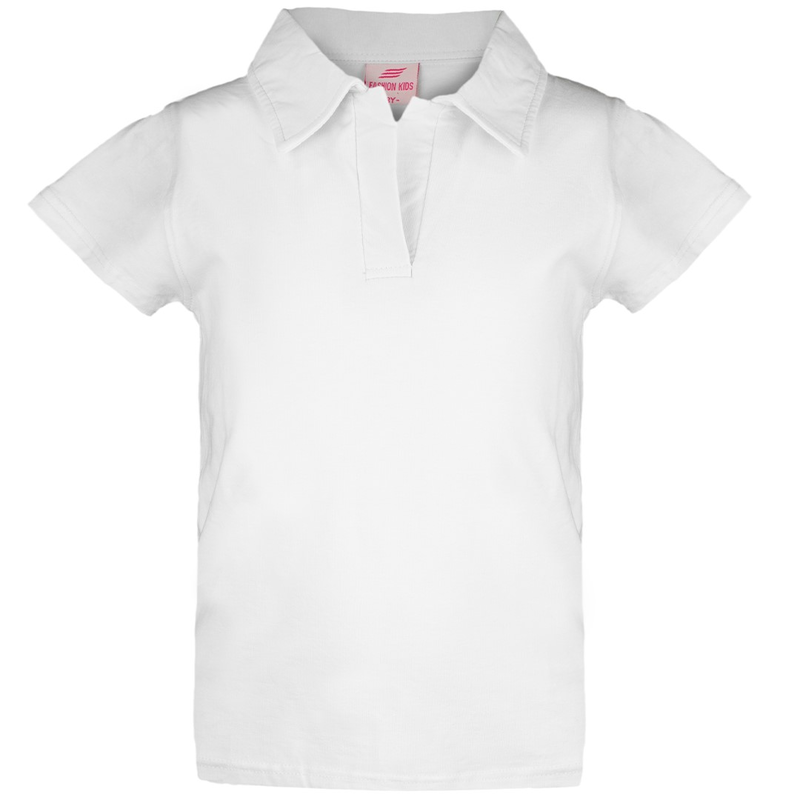 Slim fit girls short sleeve t-shirt with collar #17583 image number null