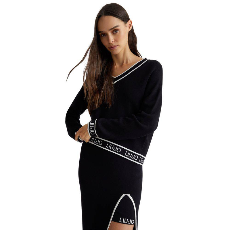 Product image: Silk blend knit sweater with logo-null