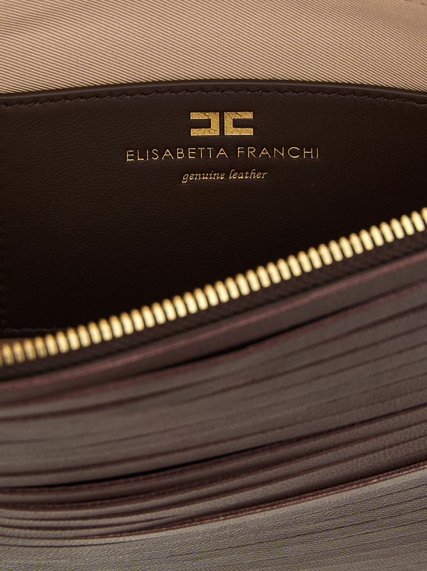Brown leather clutch bag-null