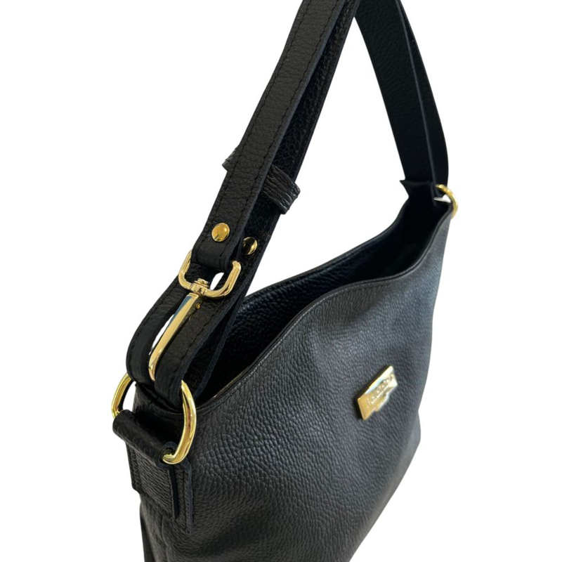 Black leather women shoulder bag-null