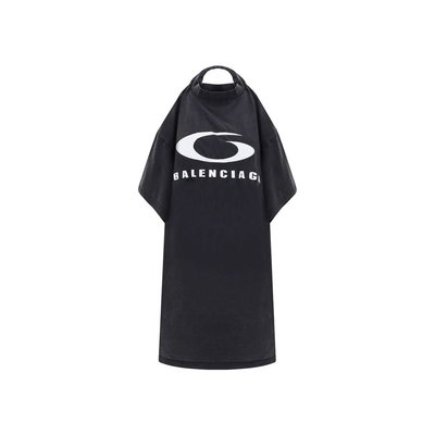 Black cotton casual dress, Black, medium
