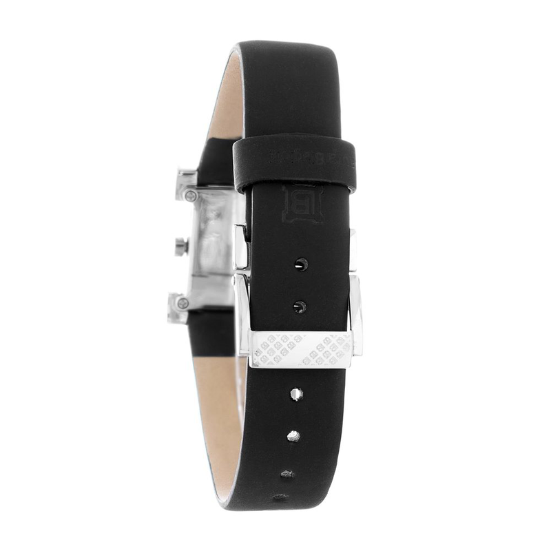 Black leather dress watch-null