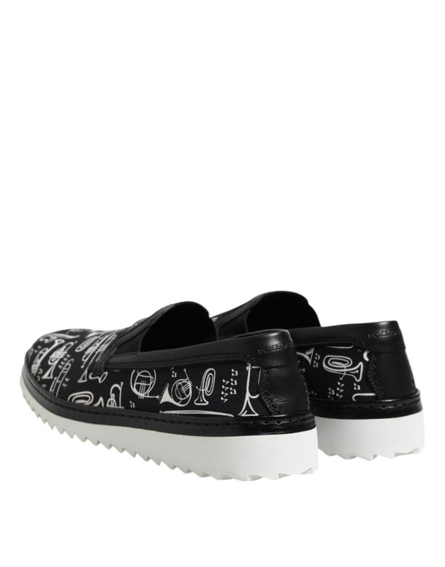 Black slip on printed men loafers shoes-null
