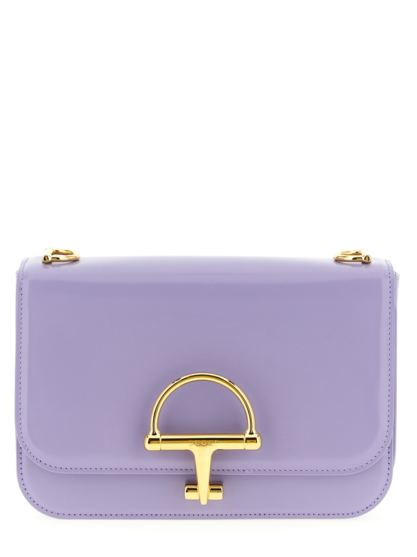 Purple calfskin shoulder bag-null