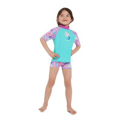 Speedo infant girls short sleeve printed rash top set (11882, Spearmint, medium