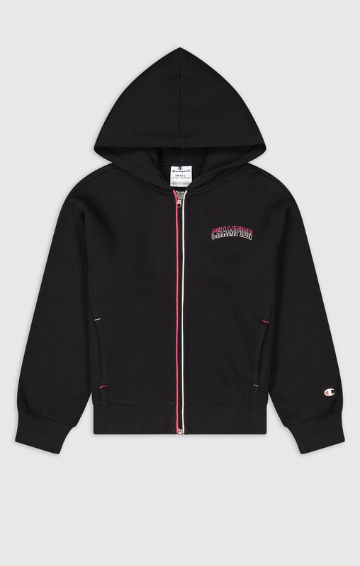Champion girl hooded full zip sweatshirt (404807)-black-null