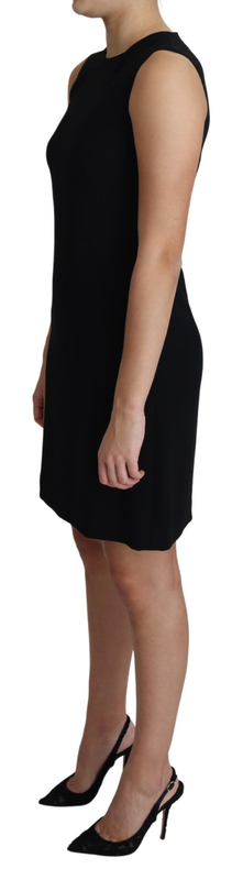 Black viscose stretch a-line shift mini dress-null