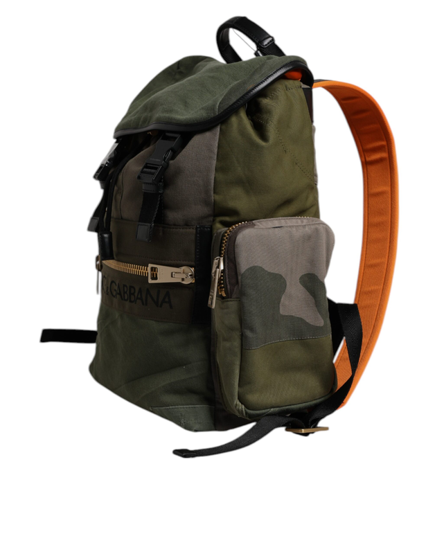 Military green patchwork travel backpack bag-null