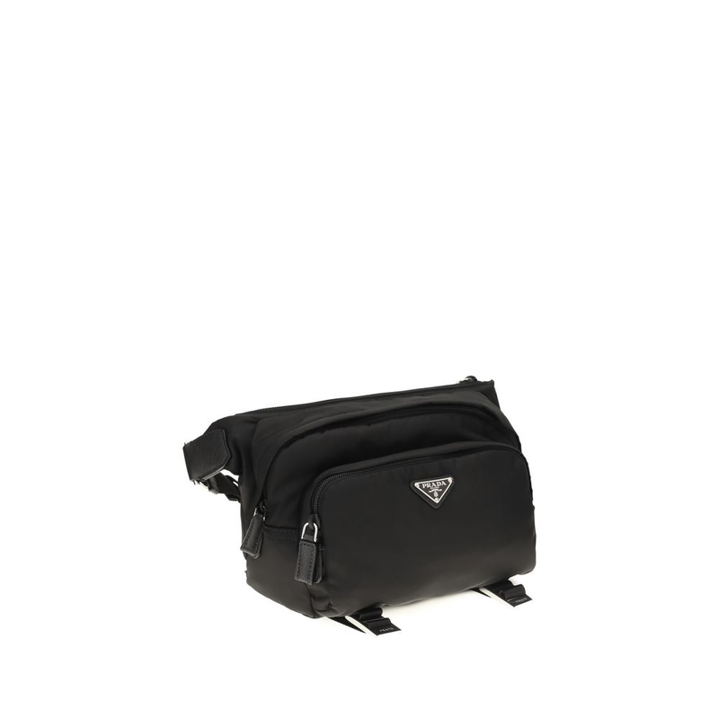 Black nylon shoulder bag-null