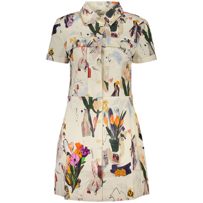 White viscosa women dress, Blue, medium