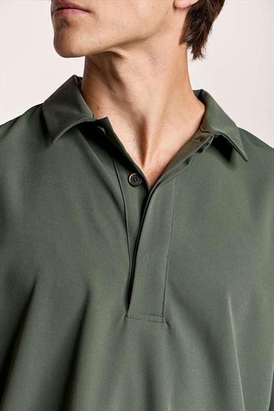 Pcoc 1/4 buttoned collar shortsleeve tee-null