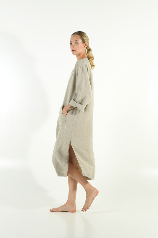 Jeff midi linen dress-null