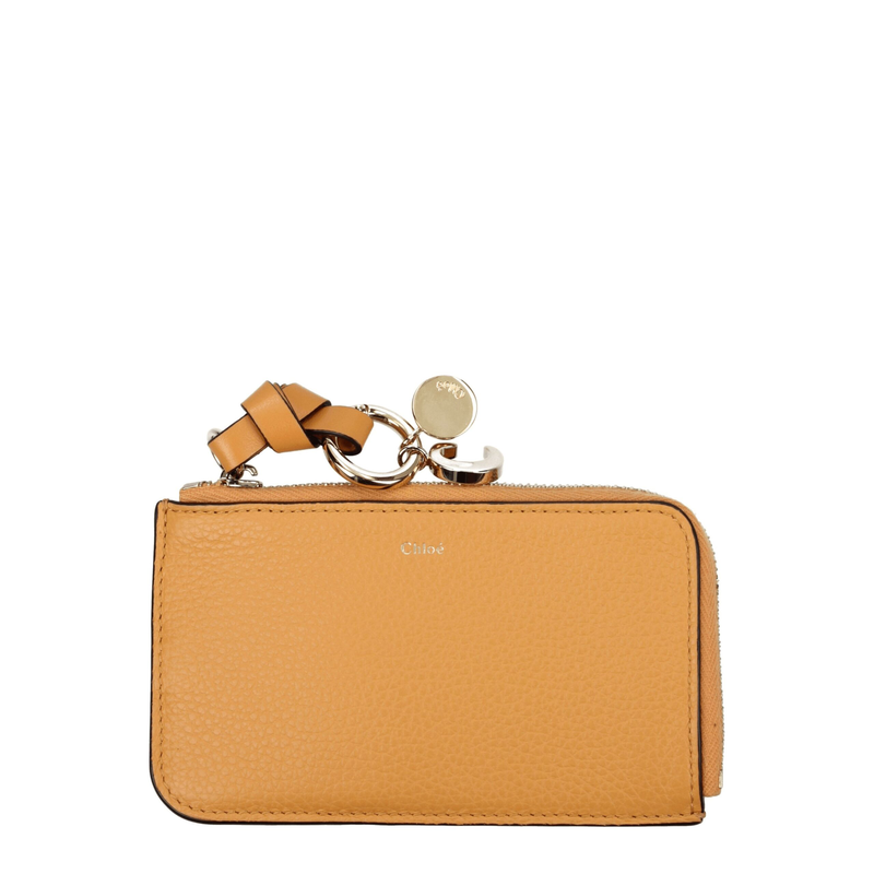 Orange leather wallet-null