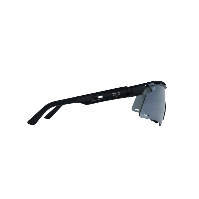 OJO sunglasses active with black frame and temples and grey mirror lenses image number null