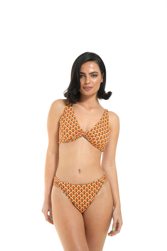 Retro print top bralette with knot image number null