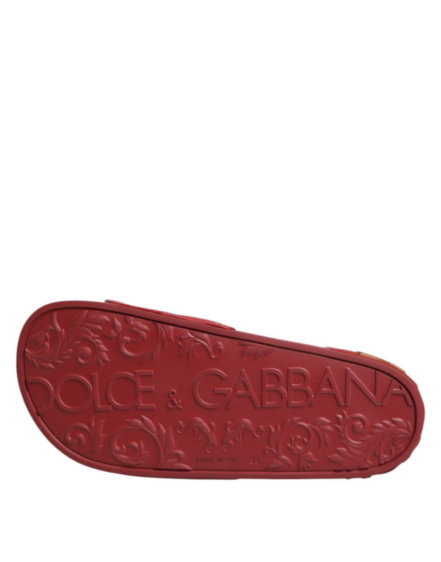 Red devotion matelass&eacute; leather slides shoes-null