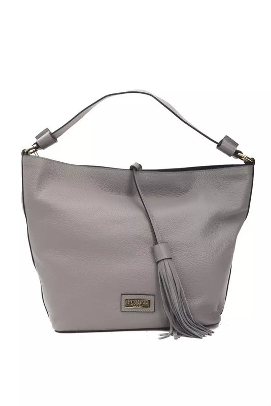 Gray leather women shoulder bag-null