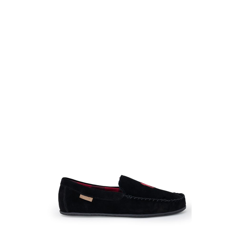 Black faux fur slippers-null