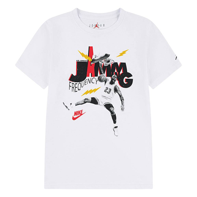 Nike jordan boys mj jamming ss tee, White, medium