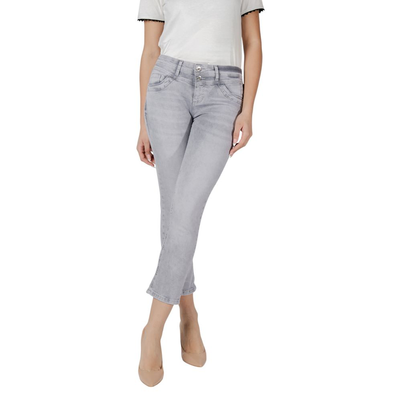 Gray cotton skinny jeans-null
