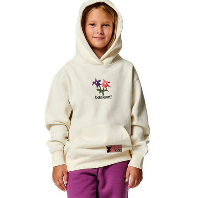 Girl's long sleeve hooded sweatshirt, Ecru, medium