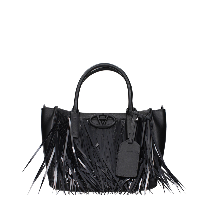 Black leather handbag-null