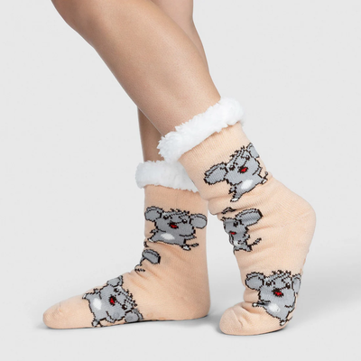 Elephant oodie sherpa socks — small