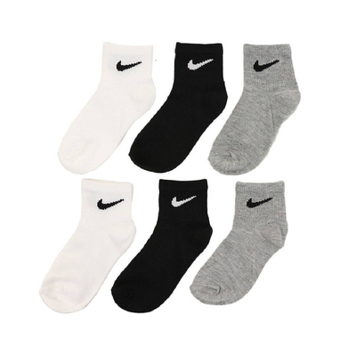 Kids basic pack crew 6-pairs socks, White / Black / Grey, medium