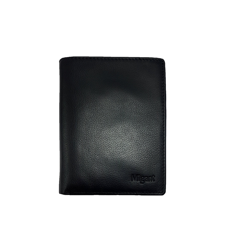 Migant design 100% Genuine fine black cow leather wallet  8 credit card slots 1 note compartment and coin pocket-null